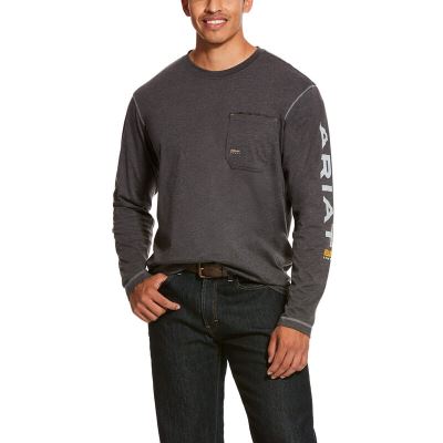 Ariat Work: Rebar Workman Logo Camisetas Hombre - Gris Oscuro (JABDU9536)